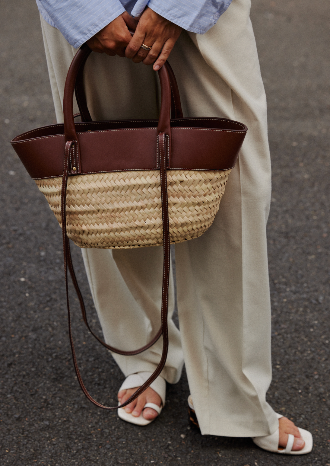 Isla Woods Basket Bag in Chestnut Brown Leather